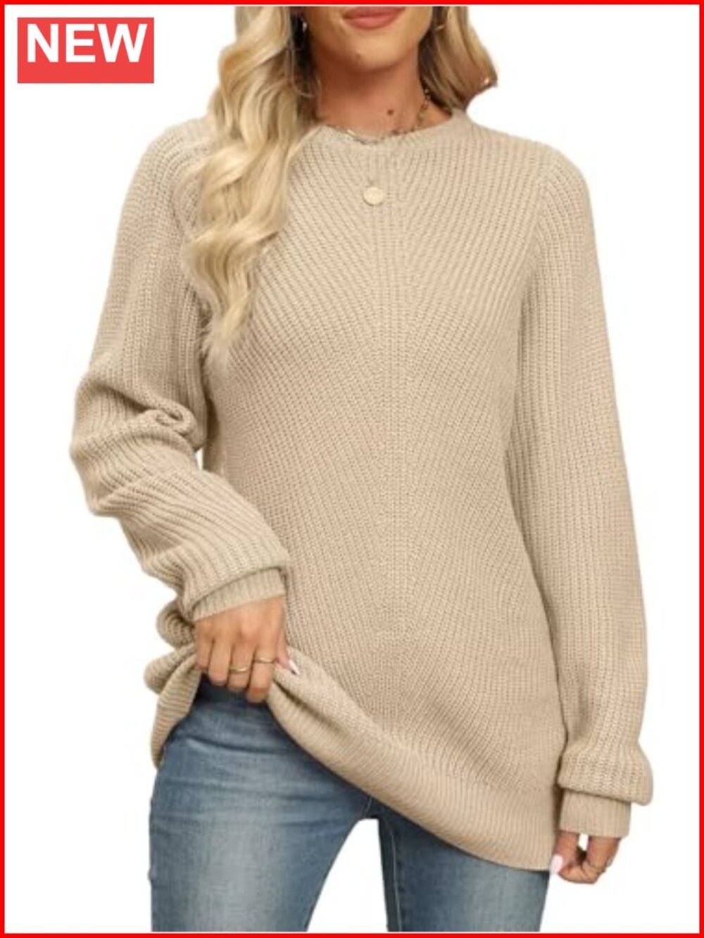 Plus Size Chunky Cable Knit Pullover Sweater Crew Neck Tunic